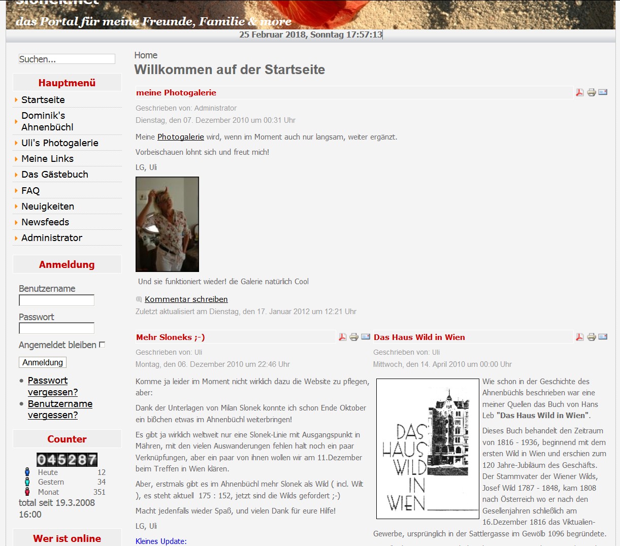 die alte Website Ende 02/2108